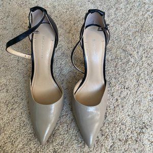 NWOT BCBGeneration Taupe/Black Dillyn Anklestrap Heels